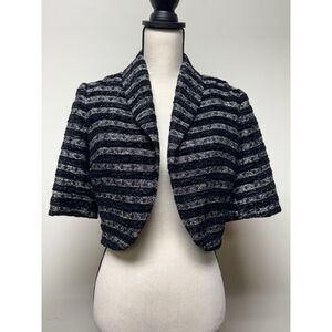 NWOT - ELEVENSES Anthropologie Striped Cropped Sparkle Blazer, Sz S